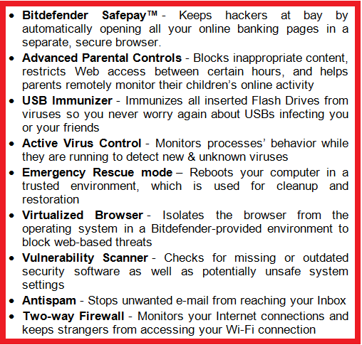 Features Of BitDefender Antivirus