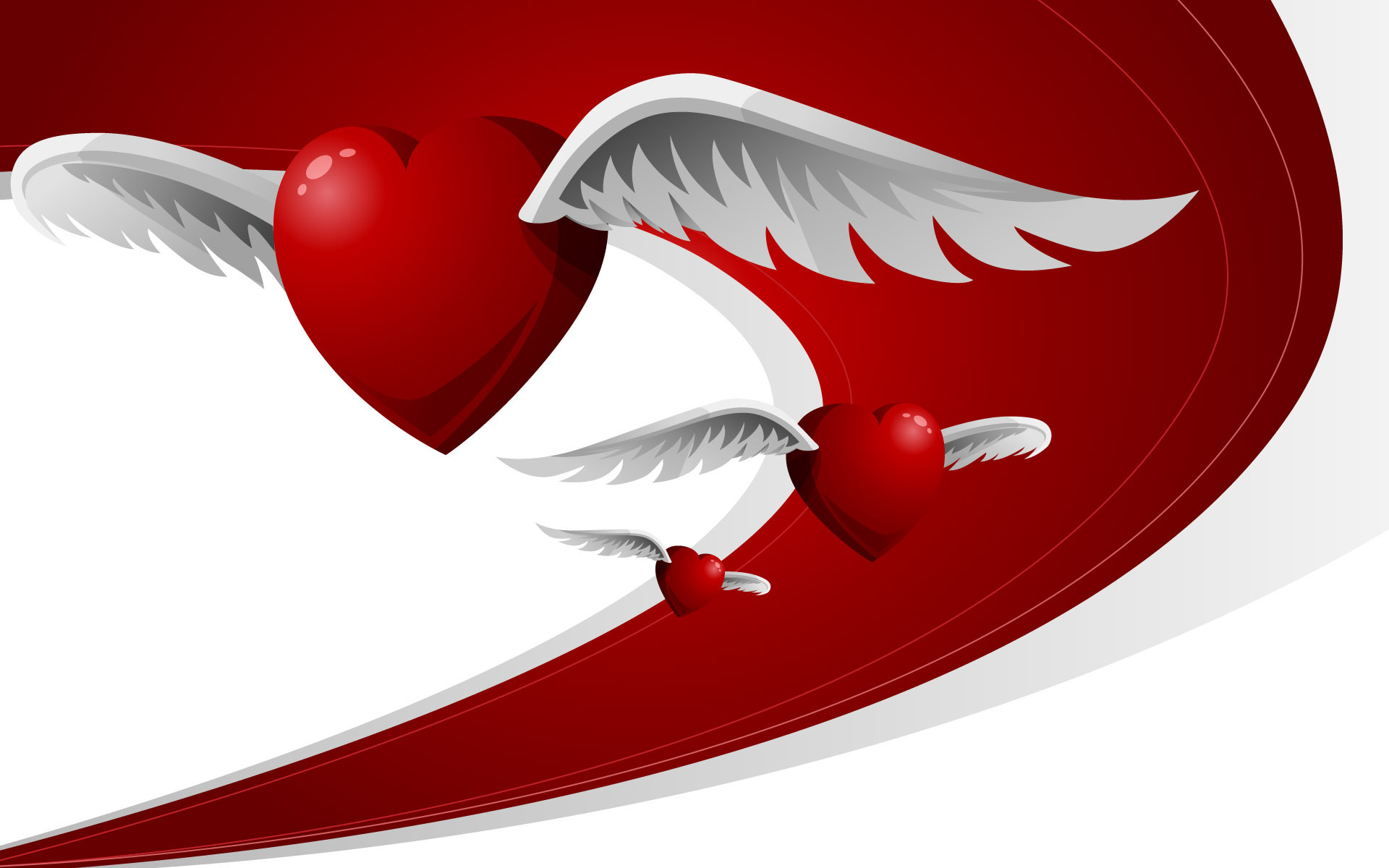 Valentines flying hearts