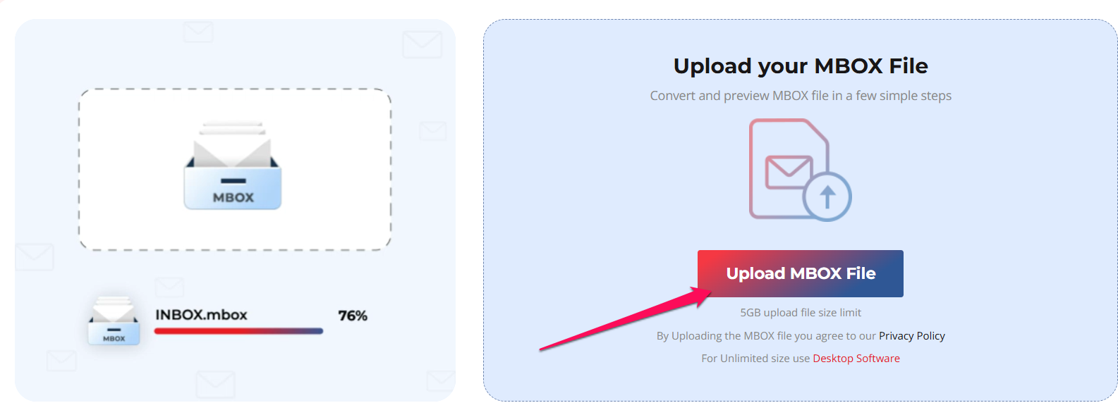 Upload the MBOX file