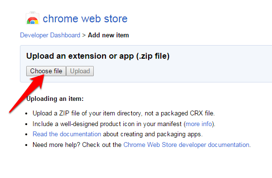 Uploading chrome extension to web store