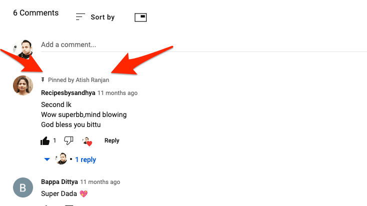 comment pinning on youtube
