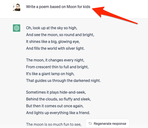Moon Poem by ChatGPT