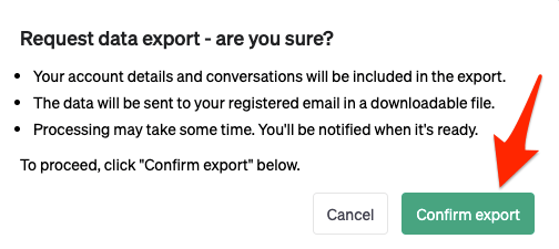confirm chatgpt export